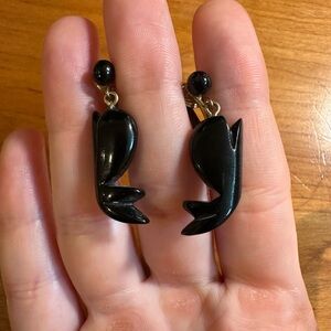 Vintage whale clip on earrings